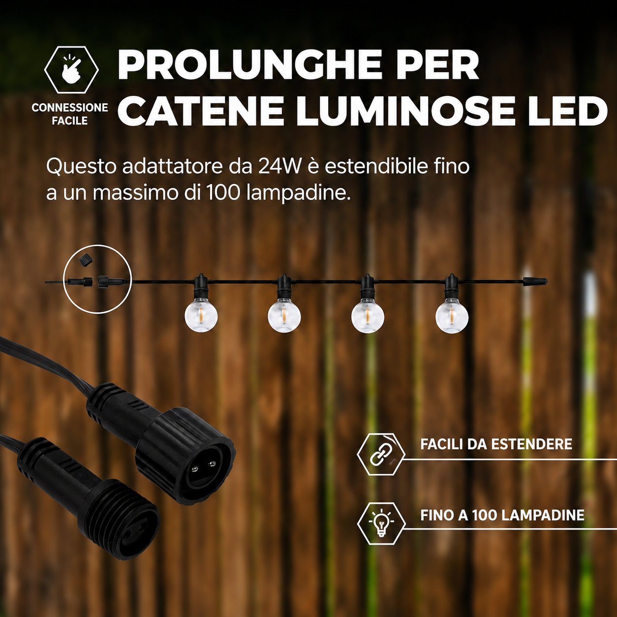 Catena Luminosa da Esterno con Lampadine Led 10 metri Brico Chain