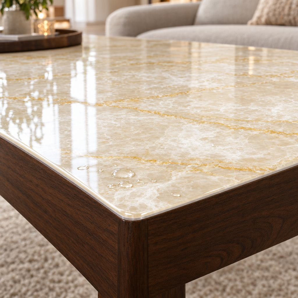 Pellicola Effetto Marmo Crema in PVC 2mm - dettaglio bordo smussato
