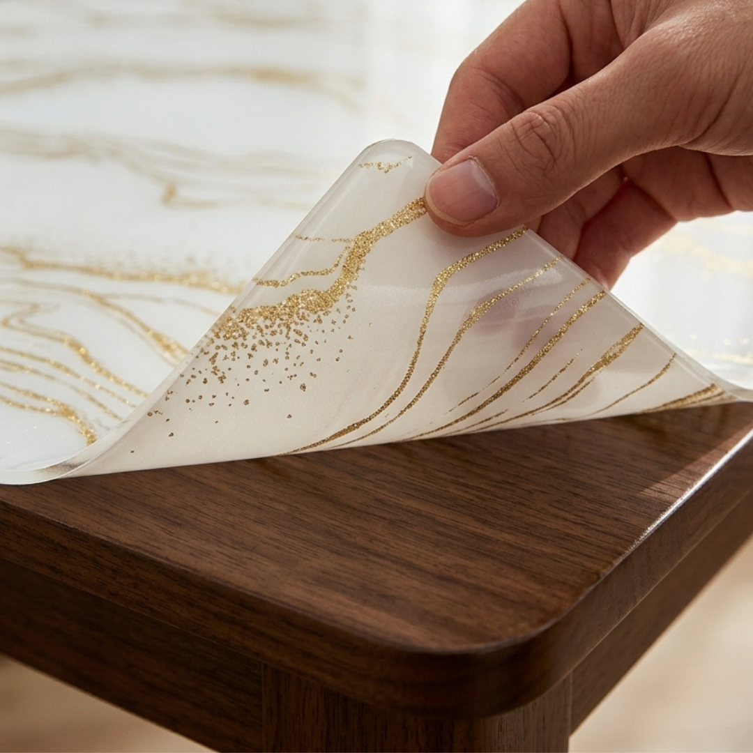 Pellicola Trasparente Effetto Spark Oro in PVC - 2mm