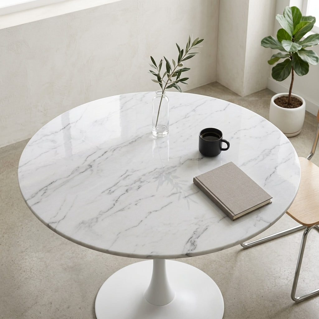 Pellicola Rotonda Effetto Marmo Bianco trasparente in PVC - 2mm