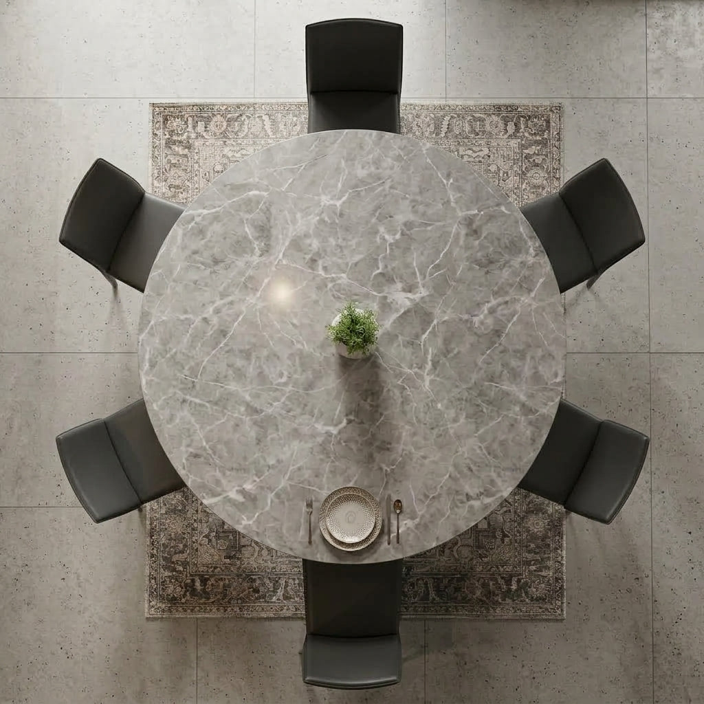 Pellicola Rotonda Effetto Marmo Grigio in PVC - 2mm