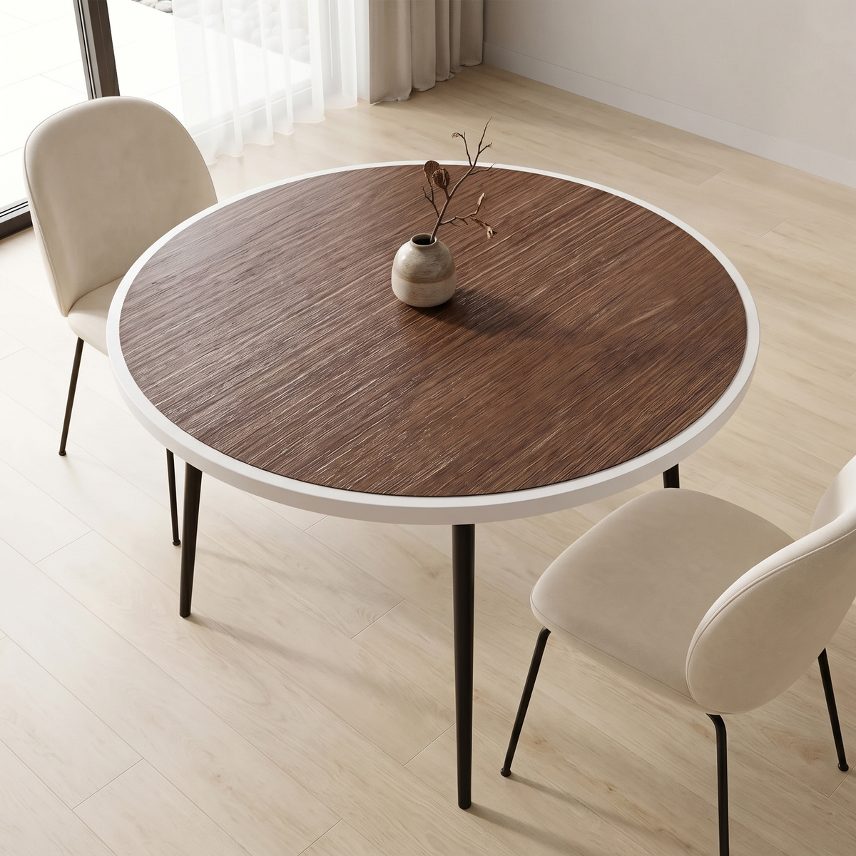 Pellicola Rotonda Effetto Legno Noce Scuro in PVC - 2mm