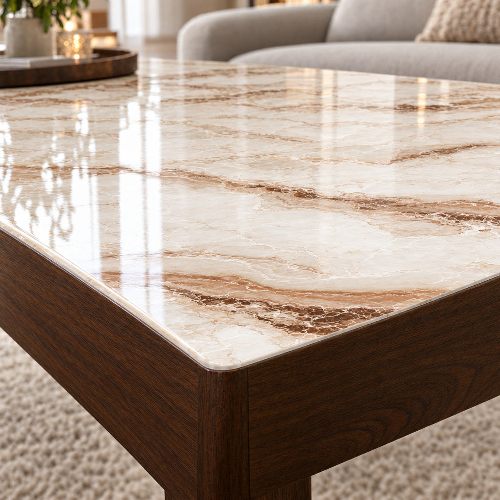 Pellicola Effetto Marmo Caramello in PVC 2mm - dettaglio bordo smussato