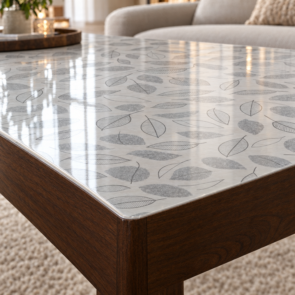 Pellicola Effetto Foglie trasparente in PVC 2mm - dettaglio bordo smussato